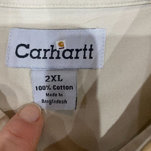 Carhartt Men's Midweight Work Shirt Size 2 XL, XXL, Mustard Yellow, Short Sleeve - Picture 3 of 10
